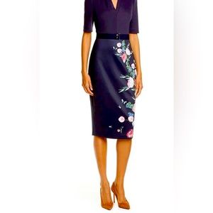Ted Baker dress, black & pink floral, size 3, US size 8 zipper back
